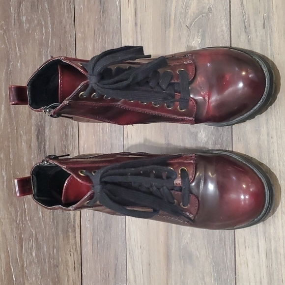 Steve Madden Womens Burgundy Andie Lace Up Y2K Chunky boots shoes sz 8 - Picture 3 of 12